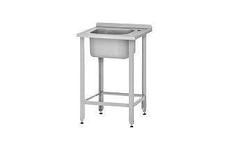 Ванна моечная цельнотянутая ВМЦп - 700x600x860 Profi Inox, 1 м/о 500x400x250, борт, отв. д/смесит.