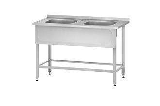 Ванна моечная цельнотянутая ВМЦн - 1200x600x860 Norma Zn, 2 м/о 400x400x250, борт, отв. д/смесит., экран (ножка угловая)