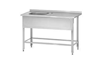 Ванна с рабочей поверхностью РПЦн - 1000x600x860 Norma Inox, левое 1 м/о 400x400x250, борт, отв. д/смесит., экран (ножка угловая)