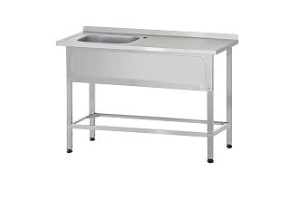 Ванна с рабочей поверхностью РПЦп - 1200x600x860 Profi Inox левая, 1 м/о 500x400x250, борт, отв. д/смесит.