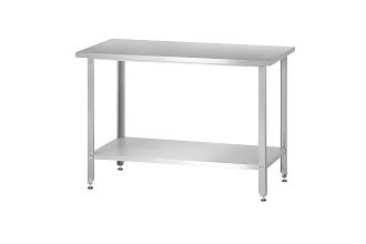 Стол производственный СПРн - 1500x600x860 Norma Inox (полка сплошная, ножка угловая)