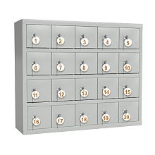 Шкаф на 20 ячеек для хранения мобильных телефонов (ключевой замок)