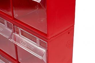 Короб откидной F-300-3, 300х98х112мм, красный, прозрачный