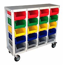 Стеллаж с направляющими мобильный, односторонний, V3-20-125-И 20 ячеек, грузоподъемность 350кг