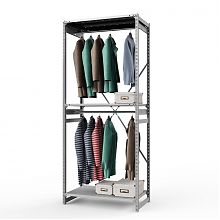 Стеллаж металлический для одежды ТСУ Универсал, 2500х1000х600 мм. полки: метал. перф. 3 шт.