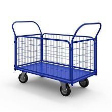 Тележка платформенная с сетчатыми бортами ТС 3 (600х1000) г/п 550 кг.200 черная резина